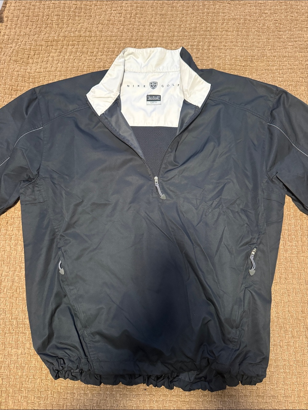 Nike Black Pullover Windbreaker with White Contrast Collar